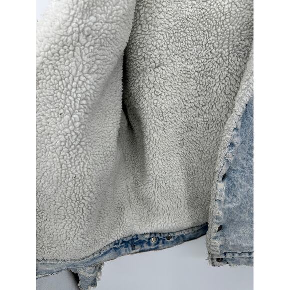 Levi's Jacket Men MEDIUM Blue 1987 Vintage Light Wash Washed Denim Sherpa Lined - Picture 12 of 16